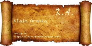 Klain Aranka névjegykártya